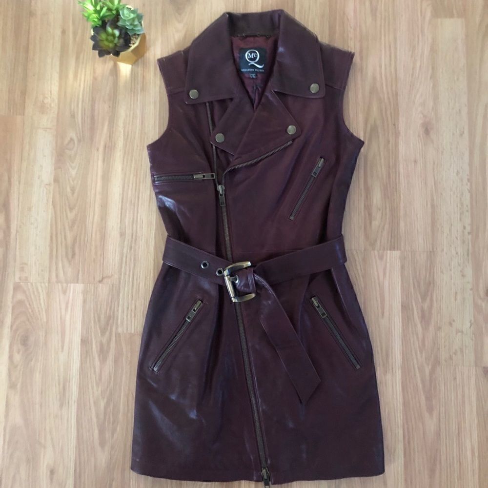 NWT Alexander McQueen Leather Maroon Mini Zipper